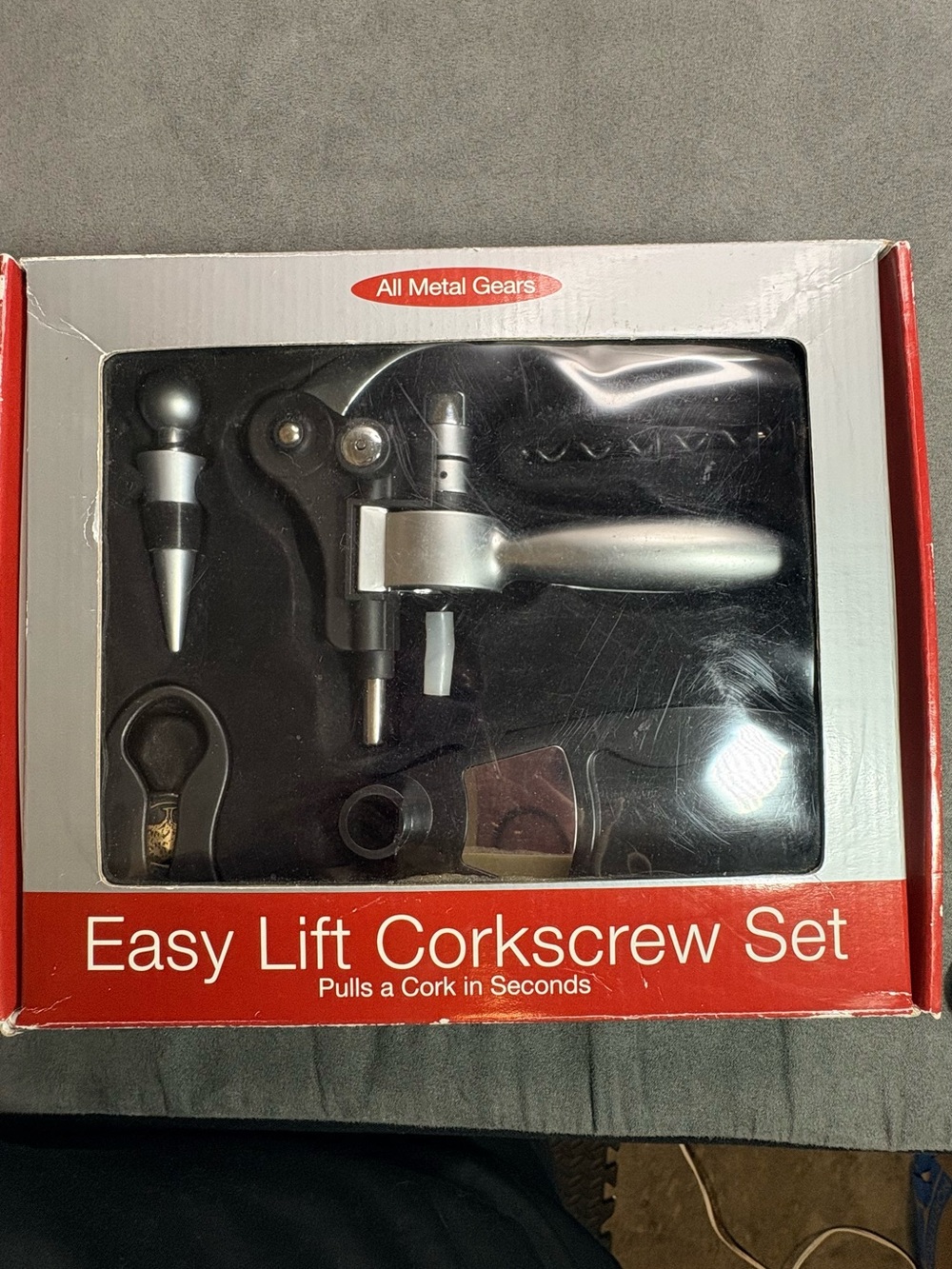 Easy Lift Corkscrew Set - Silver/Black